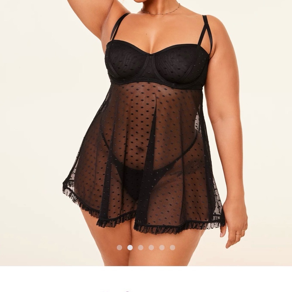 Adore Me Black Sheer Aubrey Unlined Babydoll